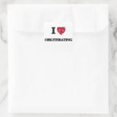 I Liebe Obliteration Quadratischer Aufkleber (Tasche)