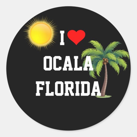 I Liebe Ocala, Florida Runder Aufkleber (Vorderseite)