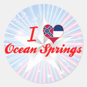 I Liebe Ocean Springs, Mississippi Runder Aufkleber