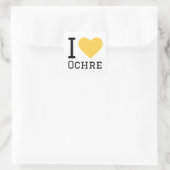 I Liebe Ocker Quadratischer Aufkleber (Tasche)