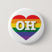 I Liebe Ohio Gay Pride Rainbow Heart Button (Vorderseite)