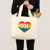 I Liebe Ohio Rainbow Heart Jumbo Stoffbeutel (Vorderseite (Produkt))