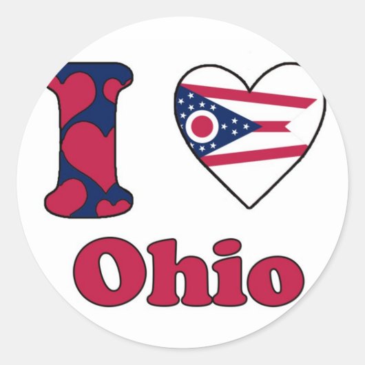 I Liebe Ohio Runder Aufkleber (Vorderseite)