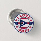 I Liebe Ohio Staatsflagge und Karte Button (Vorne & Hinten)