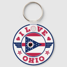 I Liebe Ohio Staatsflagge und Karte Schlüsselanhänger