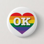 I Liebe Oklahoma Gay Pride Rainbow Heart Button (Vorderseite)