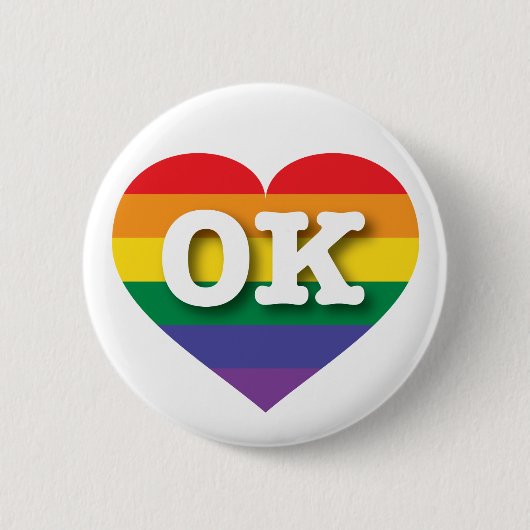 I Liebe Oklahoma Gay Pride Rainbow Heart Button (Vorderseite)