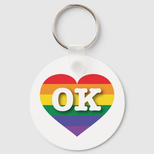 I Liebe Oklahoma Gay Pride Rainbow Heart Schlüsselanhänger (Vorderseite)