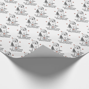 I Liebe Old English Sheepdogs (Gray 1) Niedlich OE Geschenkpapier