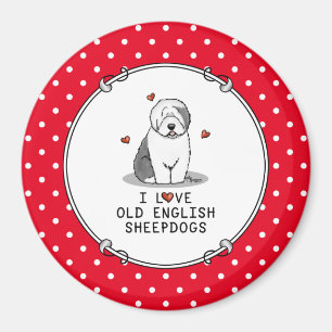 I Liebe Old English Sheepdogs (Gray 1) Niedlich OE Magnet
