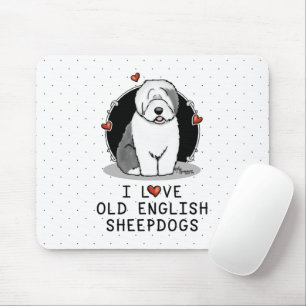 I Liebe Old English Sheepdogs (Gray 1) Niedlich OE Mousepad
