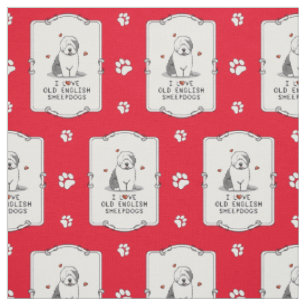 I Liebe Old English Sheepdogs (Gray 1) Niedlich OE Stoff