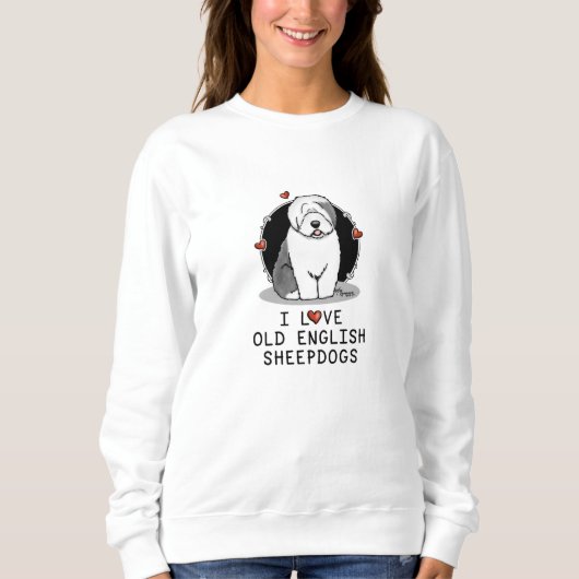 I Liebe Old English Sheepdogs (Gray 1) Niedlich OE Sweatshirt (Vorderseite)