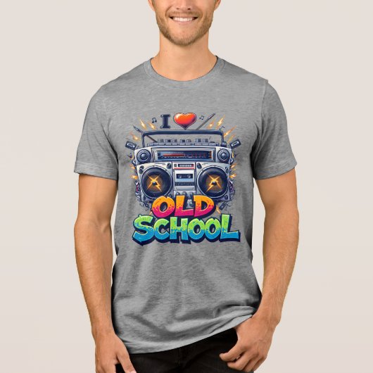 I Liebe Old School Music Tri-Blend Shirt (Vorderseite)