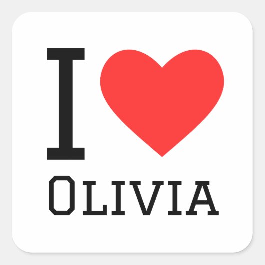 I Liebe Olivia Quadratischer Aufkleber (Vorderseite)