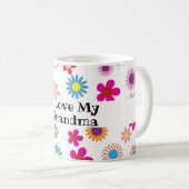 I Liebe Oma Spaß Farbige glückliche Blume Weiß Kaffeetasse (VorderseiteRechts)