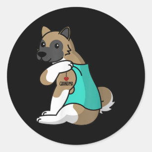 I Liebe Oma Tattoo Akita Dog Runder Aufkleber
