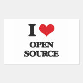 I Liebe Open Source Rechteckiger Aufkleber (Vorderseite)