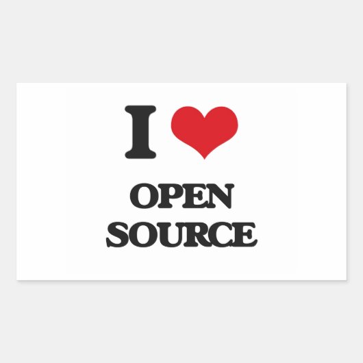 I Liebe Open Source Rechteckiger Aufkleber (Vorderseite)