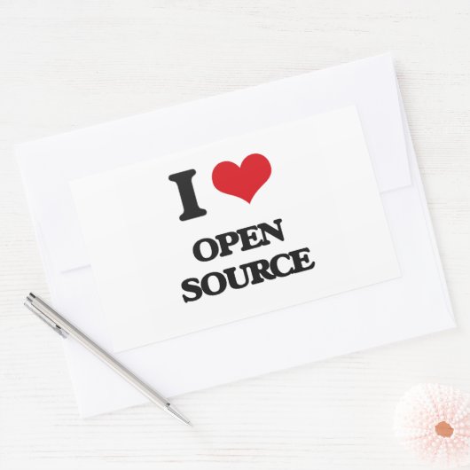 I Liebe Open Source Rechteckiger Aufkleber (Umschlag)