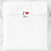 I Liebe-Oper Quadratischer Aufkleber (Tasche)