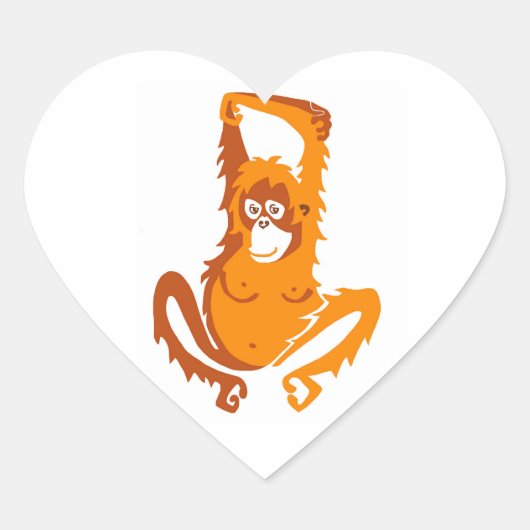 I Liebe ORANGUTANS - Wildtiere - Apfel - Primat - Herz-Aufkleber (Vorderseite)