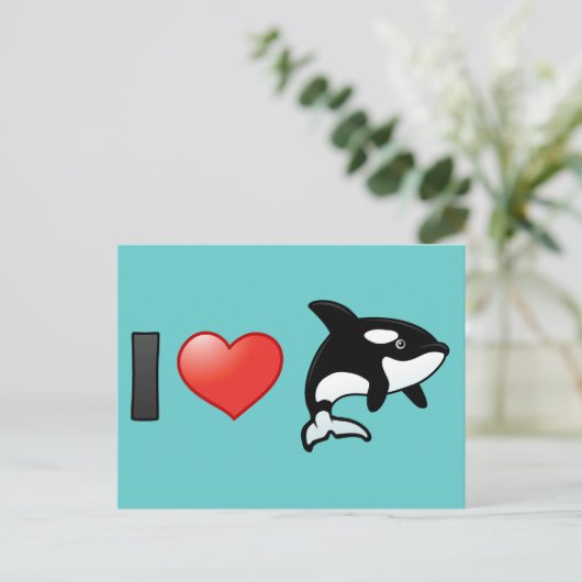 I Liebe Orcas Postkarte (Stehend Vorderseite)