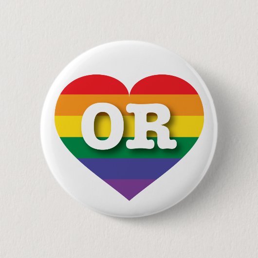 I Liebe Oregon Gay Pride Rainbow Heart Button (Vorderseite)