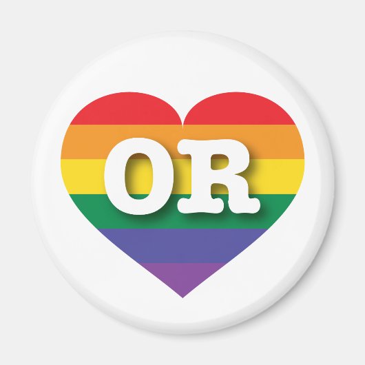 I Liebe Oregon Gay Pride Rainbow Heart Magnet (Vorne)
