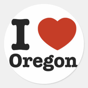 I Liebe Oregon Runder Aufkleber