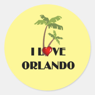 I Liebe Orlando, tropisches Design Runder Aufkleber