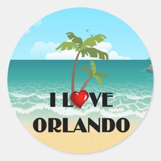 I Liebe Orlando, tropisches Design, Runder Aufkleber (Vorderseite)
