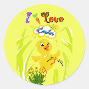 I Liebe Oster Runder Aufkleber