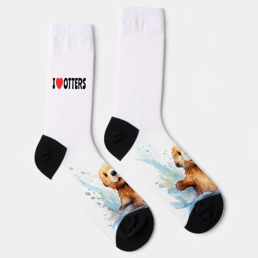 I Liebe Otters Niedliches Meer Otter in Wasser Per Socken (Rechts)