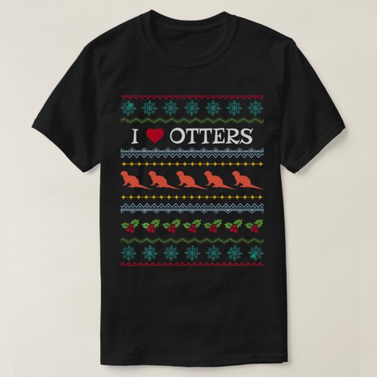 I Liebe Otters Xmas Ugly Sweater Liebe Geschenke I T-Shirt (Design vorne)