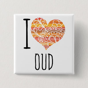 I Liebe Oud Orange Mandala Herz Button
