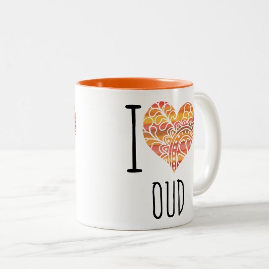 I Liebe Oud Orange Mandala Herz Zweifarbige Tasse (VorderseiteRechts)
