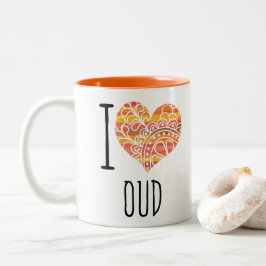 I Liebe Oud Orange Mandala Herz Zweifarbige Tasse