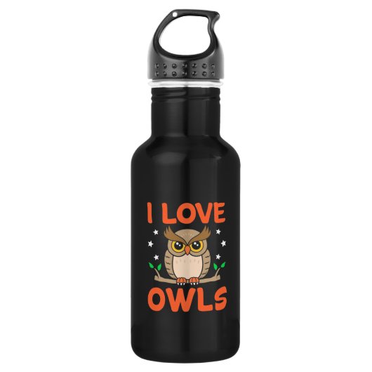 I Liebe Owls Edelstahlflasche (Vorderseite)