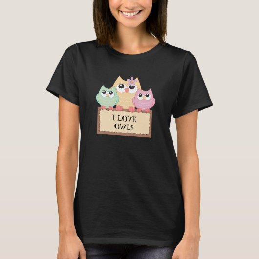 I Liebe Owls farbenfroher T - Shirt (Vorderseite)