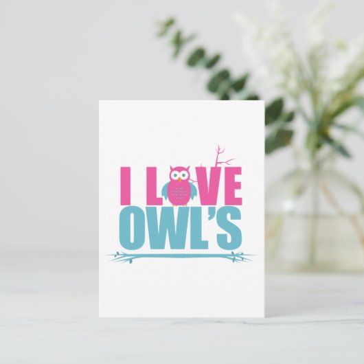 I Liebe Owls Postkarte (Stehend Vorderseite)
