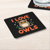 I Liebe Owls Rechteckiger Pappuntersetzer (angewinkelt)