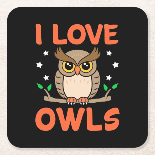 I Liebe Owls Rechteckiger Pappuntersetzer (Vorderseite)