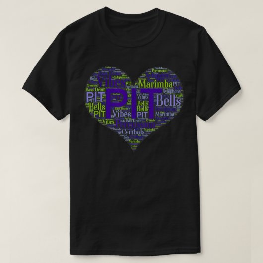 I Liebe P Marching Band Schlagzeug Herz Word Cloud T-Shirt (Design vorne)