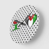 I Liebe Palästina I Herzstück Palästina Runde Wanduhr (Winkel)