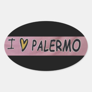 I Liebe Palermo Design Ovaler Aufkleber