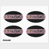 I Liebe Palermo Design Ovaler Aufkleber (Blatt)