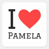 I Liebe Pamela Quadratischer Aufkleber (Vorderseite)