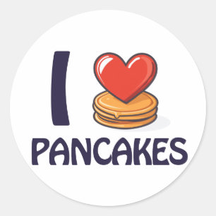 I Liebe Pancakes T - Shirt Runder Aufkleber