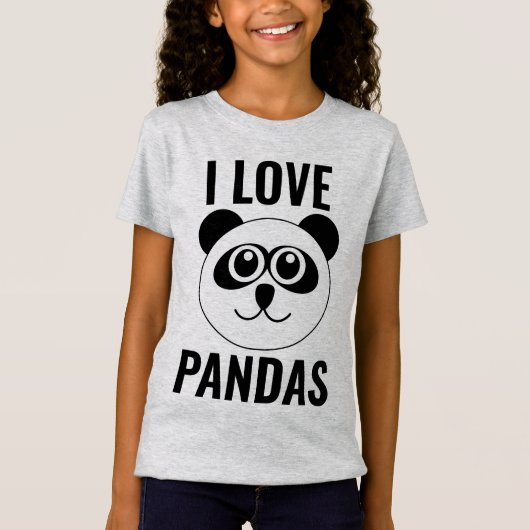 I LIEBE PANDA BEARS KIDS MÄDCHEN T - SHIRT (Vorderseite)